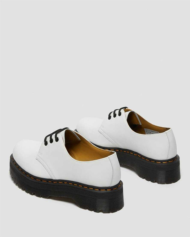 3 Eye Quad Sole Shoe in White Smooth by Dr. Martens