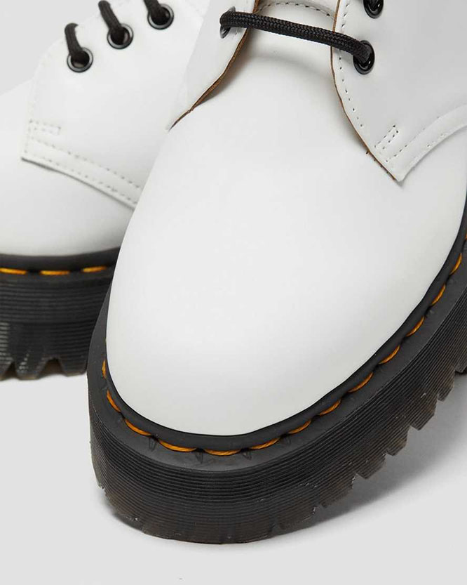 3 Eye Quad Sole Shoe in White Smooth by Dr. Martens