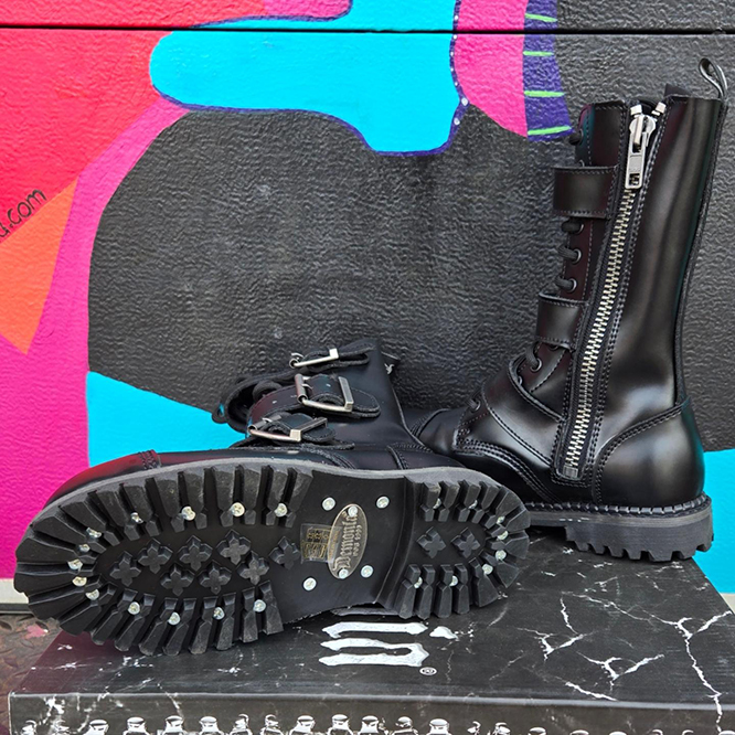 Unisex Riot Steel Toe Combat Boot by Demonia Footwear Vegan