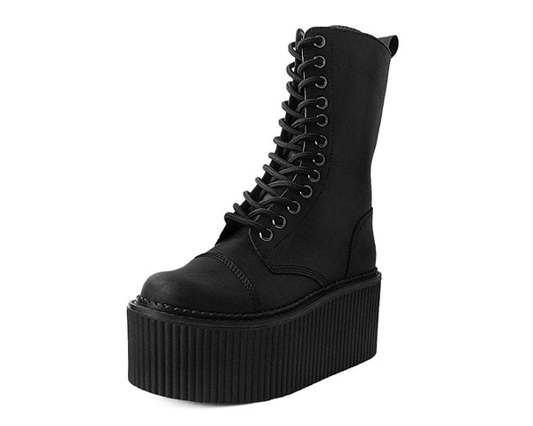 12 Eye Casbah StratoCreeper Boot by TredAir UK- Black TUKskin (Vegan)