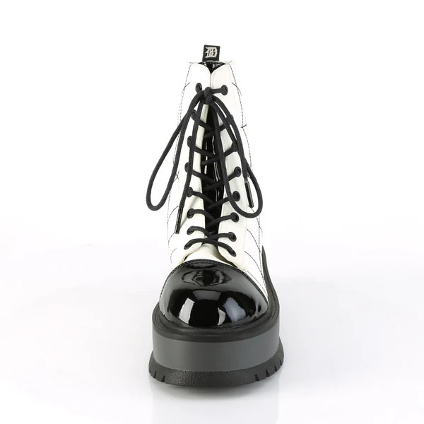 Slacker 88 Spider Web Platform Boot by Demonia Footwear (Vegan) - Glow in the Dark White - sz 6 & 12 only