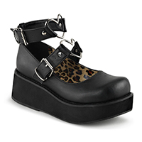 Black Vegan Sprite-02 Maryjane Heart Strap Platforms by Demonia Footwear