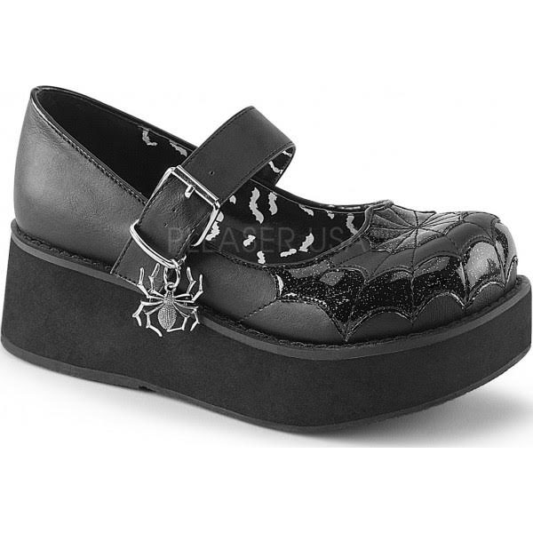 Sprite Spider Web Mary Jane by Demonia Footwear -  in black