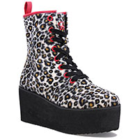 Hi Stomp Platform Boot by Strange Cvlt - in Fuzzy Leopard - SALE sz 6 only