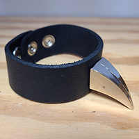 Single Claw Spike (Silver) on a Black Leather Snap Bracelet by Funk Plus (Sale price!)