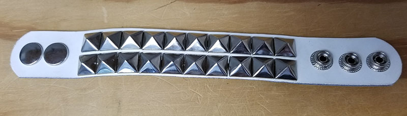 2 Row Pyramid Bracelet- White Leather