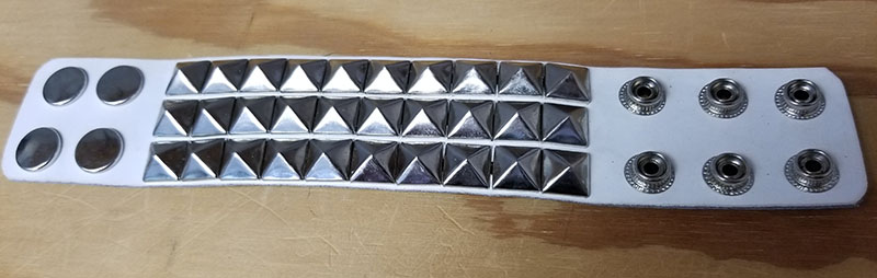 3 Row Pyramid Bracelet- White Leather