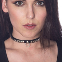 Calypso Stud Ring Choker by Banned Apparel - in black faux leather