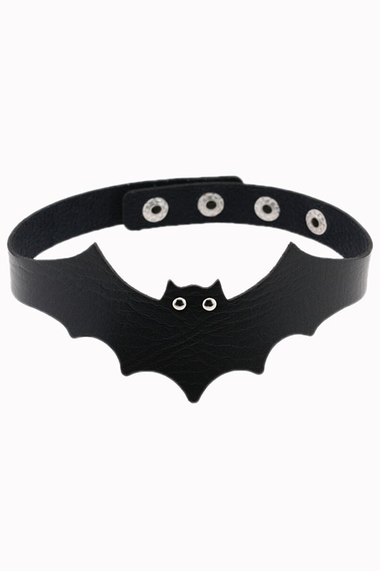 Vespertilio Bat Choker by Banned Apparel - in black faux leather