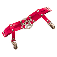 Weaver Pentagram Leg Garter by Banned Apparel - in red