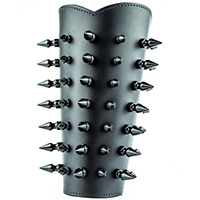 Alternating 1" & 1/2" Black Spikes on a Black Leather Armband by Funk Plus