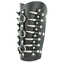 Bullets & Rings on a Black Leather Armband by Funk Plus