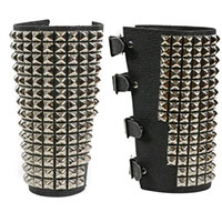 14 Row Pyramids on a Black Leather Armband by Funk Plus