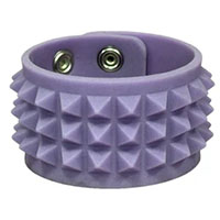 3 Row Small Pyramid Glow In The Dark Rubber Bracelet by Funk Plus- Purple