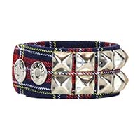 2 Row Pyramid Bracelet by Funk Plus- Blue & Red Plaid