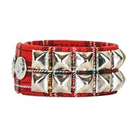 2 Row Pyramid Bracelet by Funk Plus- Red Plaid