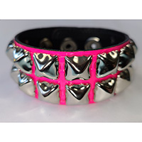 2 Row Pyramid Bracelet by Funk Plus- Hot Pink Patent