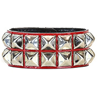 2 Row Pyramid Bracelet by Funk Plus- Red Patent