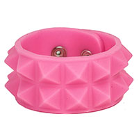 2 Row Pyramid Bracelet by Funk Plus- Pink Rubber (Glow In The Dark)