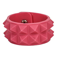 2 Row Pyramid Bracelet by Funk Plus- Red Rubber (Glow In The Dark)