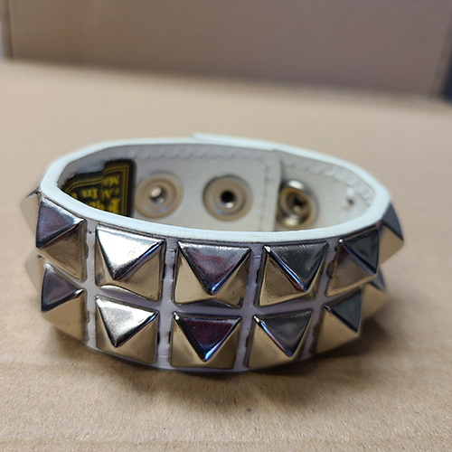 2 Rows Pyramid Bracelet by Funk Plus- White Leather