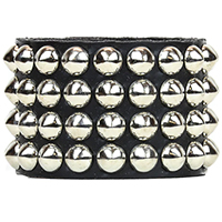4 Rows Of Cone Studs on a Black Leather Snap Bracelet by Funk Plus