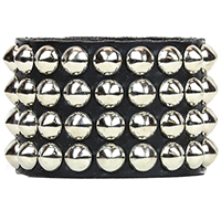 4 Rows Of Small Cone Studs on a Black Leather Snap Bracelet by Funk Plus