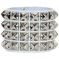 4 Row Pyramid Bracelet by Funk Plus- White Leather