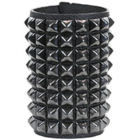 8 Rows Of Black Pyramids on a Black Leather Armband/Bracelet by Funk Plus