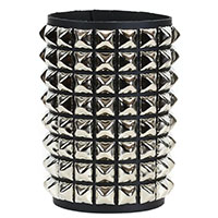 8 Rows Of Pyramids on a Black Leather Armband/Bracelet by Funk Plus
