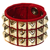 3 Row Pyramid Bracelet by Funk Plus- Red Canvas