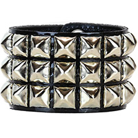 3 Rows of Pyramids Bracelet by Funk Plus- Black Patent