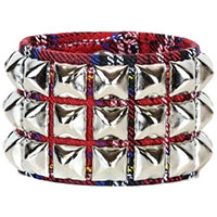 3 Row Pyramid Bracelet by Funk Plus- Red Plaid