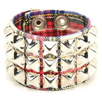 3 Row Pyramid Bracelet by Funk Plus- White Plaid