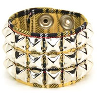 3 Row Pyramid Bracelet by Funk Plus- Yellow Plaid