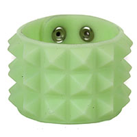 3 Row Pyramid Bracelet by Funk Plus- Glow In The Dark Green Rubber