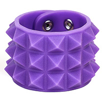 3 Row Pyramid Bracelet by Funk Plus- Glow In The Dark Purple Rubber