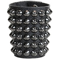 6 Rows Of Black Cones on a Black Leather Armband/Bracelet by Funk Plus