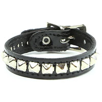 1 Row Of Small Pyramid Studs On A Black Patent Buckle Bracelet by Funk Plus