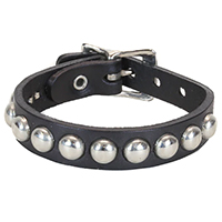 1 Row Of Round Studs on a Black Leather Buckle Bracelet by Funk Plus