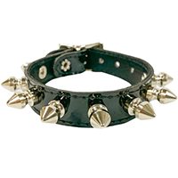 1 Row  Of 1/2" Spikes on a Patent Buckle Bracelet by Funk Plus- BLACK