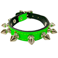 1 Row  Of 1/2" Spikes on a Patent Buckle Bracelet by Funk Plus- GREEN