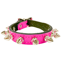 1 Row  Of 1/2" Spikes on a Patent Buckle Bracelet by Funk Plus- HOT PINK