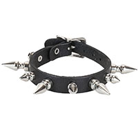 Alternating 1" & 1/2" Spikes on a Buckle Black Leather Bracelet by Funk Plus