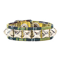 1 Row Of Pyramids On A Yellow Plaid Bracelet by Funk Plus