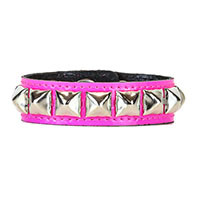 1 Row Of Pyramids On A Pink Patent Bracelet by Funk Plus