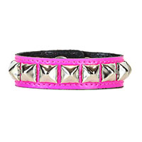 1 Row Of Pyramids On A Hot Pink Patent Bracelet by Funk Plus