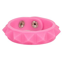 1 Row Pyramid Bracelet by Funk Plus- Glow In The Dark Pink Rubber