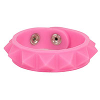 1 Row Pyramid Bracelet by Funk Plus- Pink Rubber (Glow In The Dark)