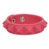 1 Row Pyramid Bracelet by Funk Plus- Glow In The Dark Red Rubber